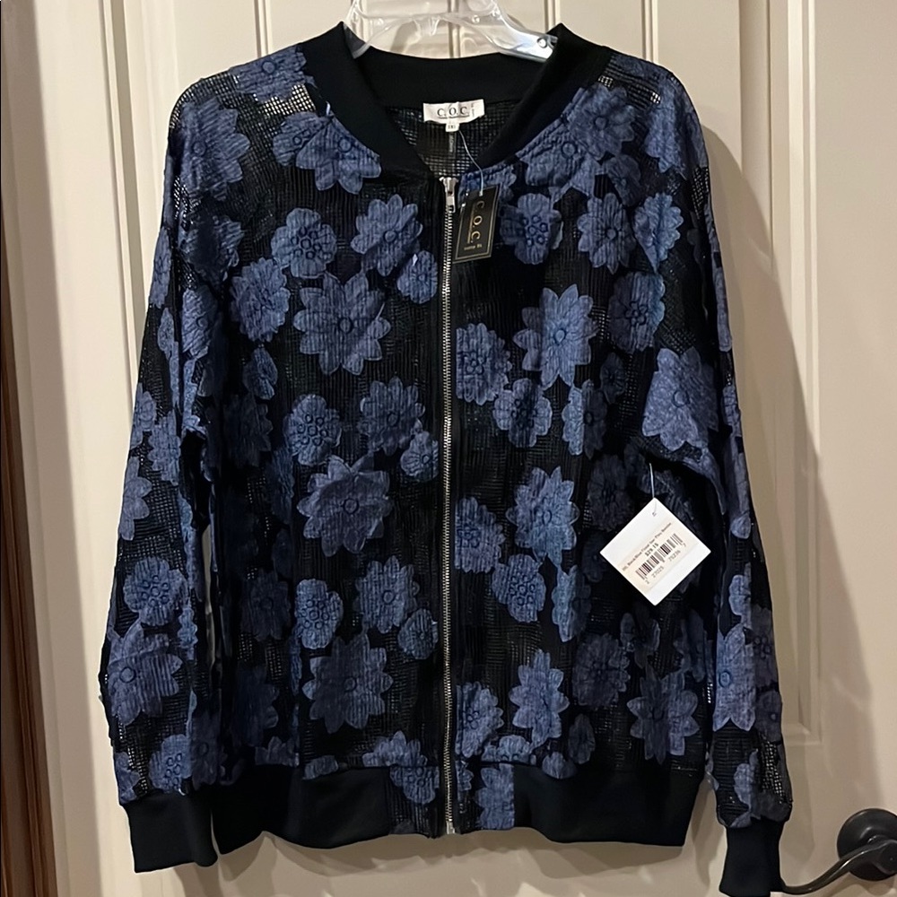 NWT Clothing Obsessed Company Black/Blue Floral Women's Jacket size 3X